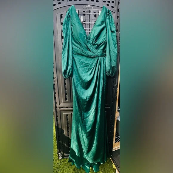 New Lavetir Women's Dress Sheath/Column V-Neck Long Sleeves Formal Green Size 6 - Picture 3 of 11